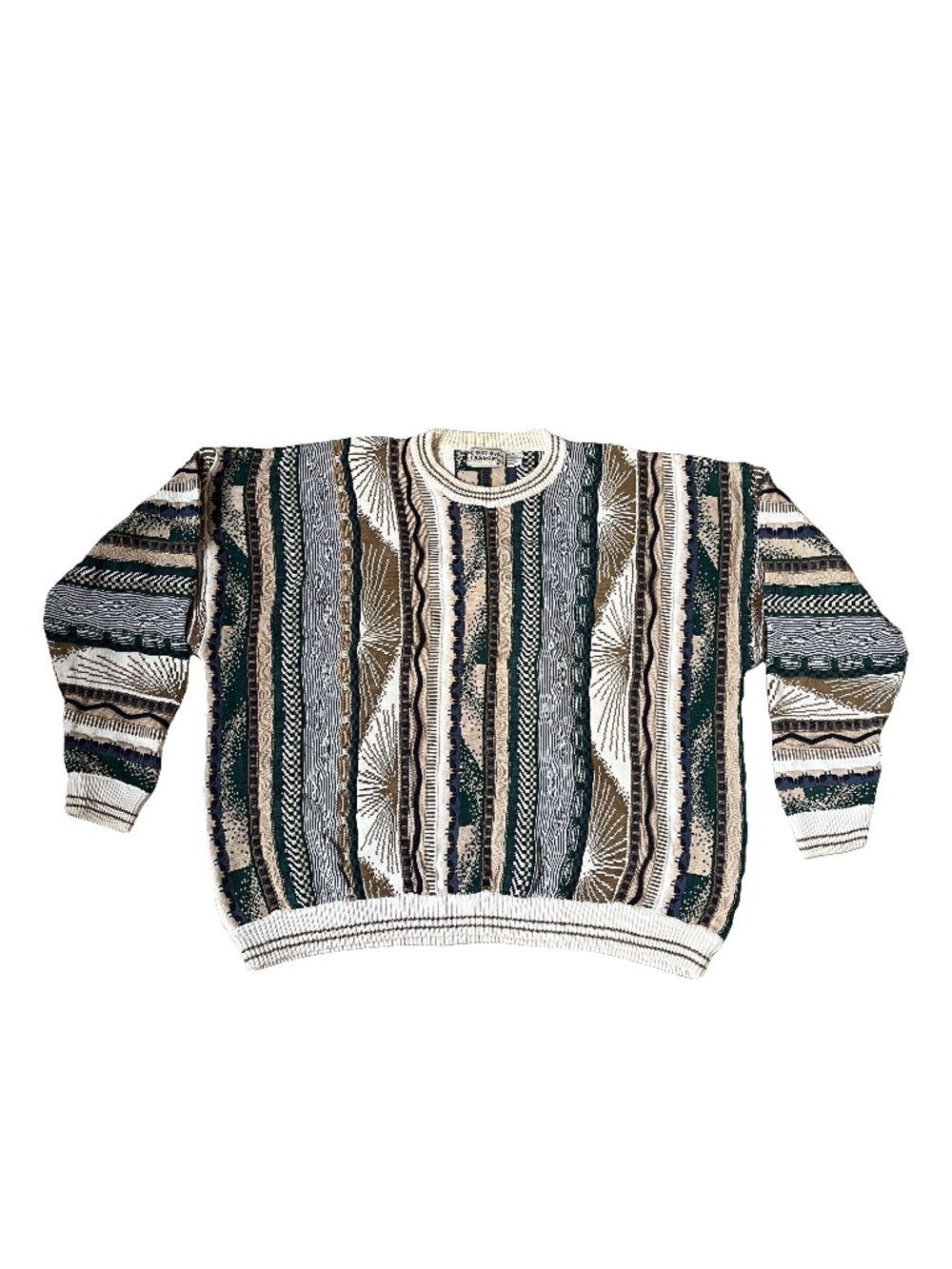 Vintage Cotton Traders Coogi Style 3D Knit Multicolor Sweater